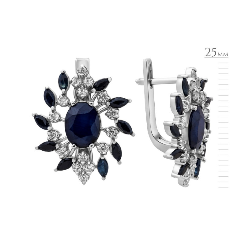 Серебряные серьги с натуральным сапфиром 214-3110