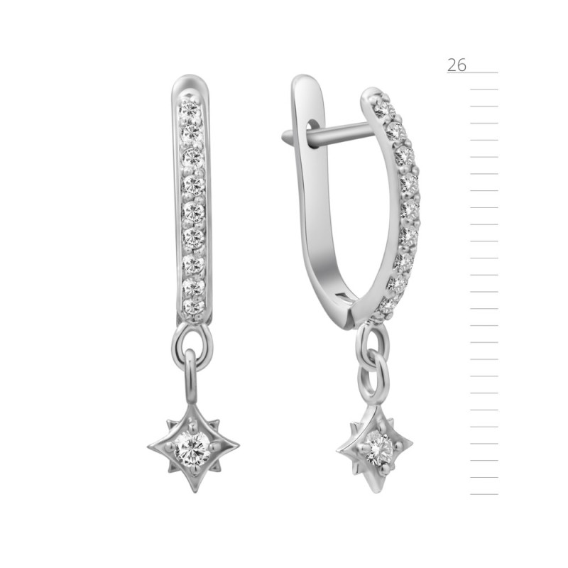 Серебряные серьги с бриллиантом B044-10