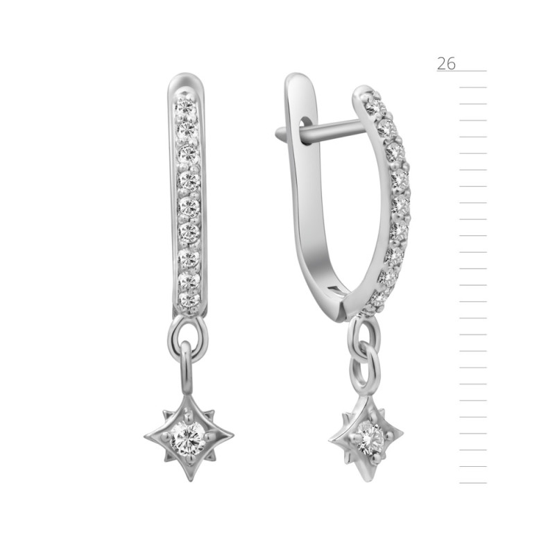 Серебряные серьги с бриллиантом B044-10