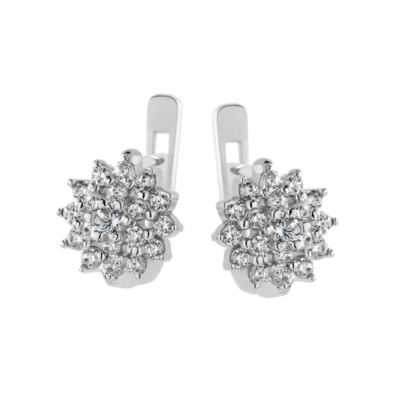 Silver earrings with cubic Zirconia inserts S009-10