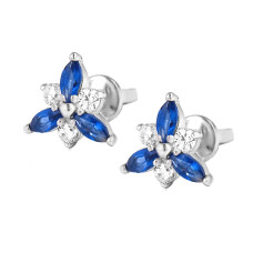 Silver studs with accents cubic Zirconia S049-3110