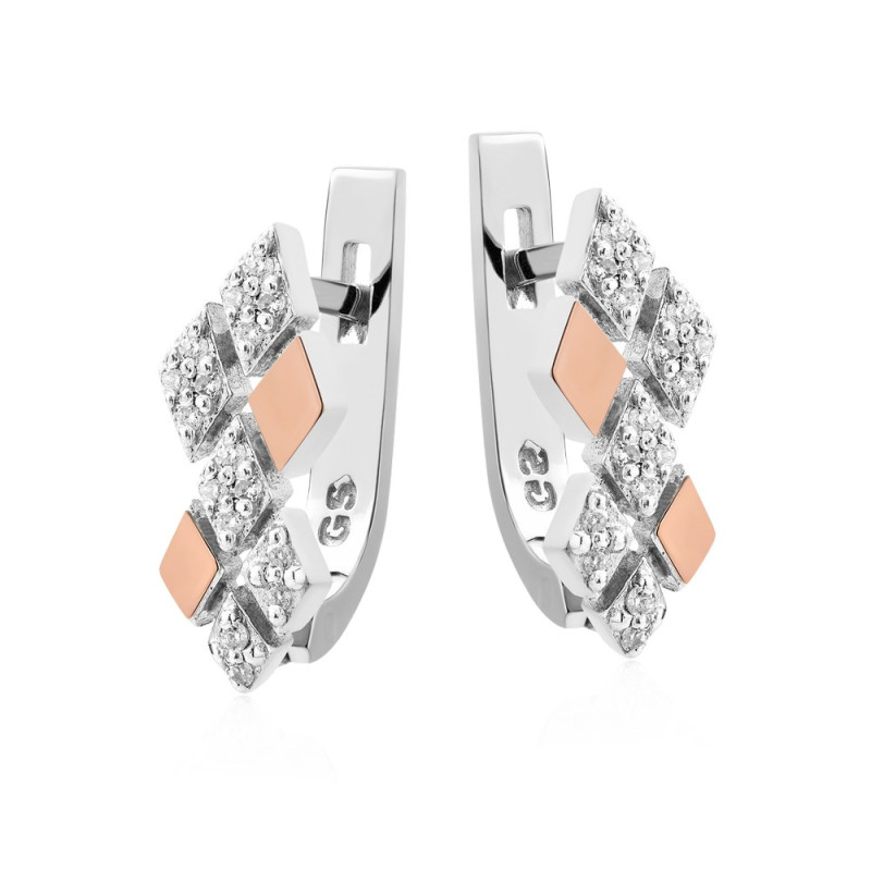 Silver earrings with inlays of gold Twist-10