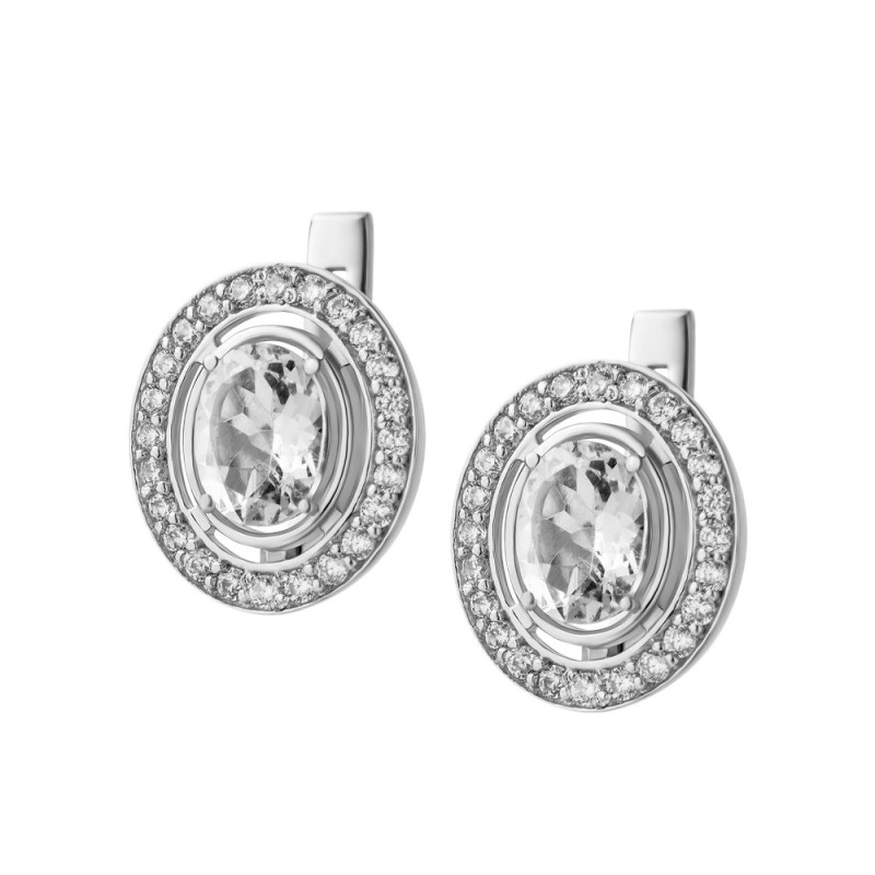 Срібні сережки з морганітом та фіанітом 006-4510