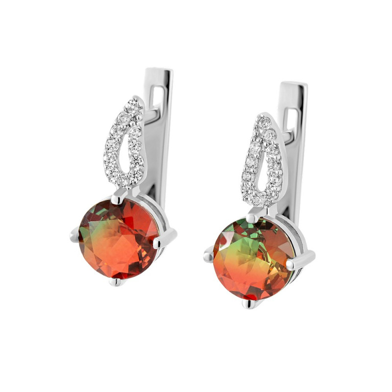 Серебряные серьги со вставками фианита и алпанитов 007CZ-8410