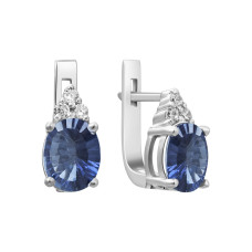 Срібні сережки з блакитним кварцем та фіанітом 021-3210