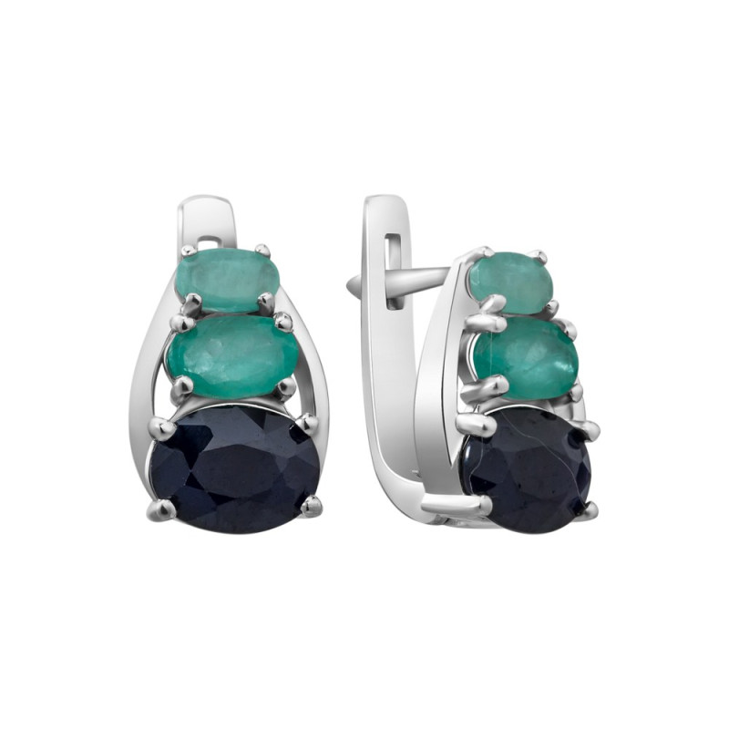 Серебряные серьги с сапфиром 027-3171