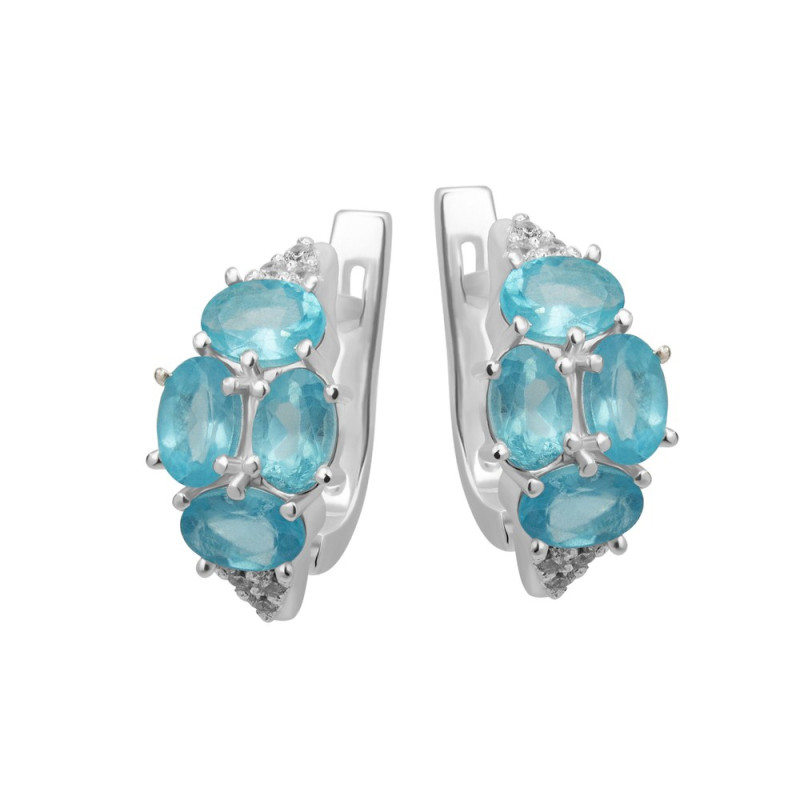 Срібні сережки з апатитом та фіанітом 032-3810