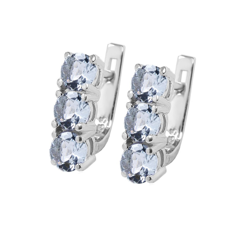 Срібні сережки з аквамарином 046-36