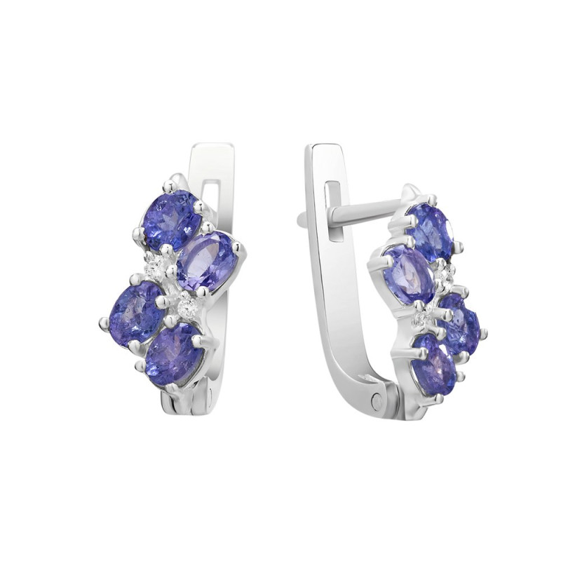 Срібні сережки з танзанітом та фіанітом 070-3510