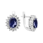 Срібні сережки з сапфіром та фіанітом 085-3110