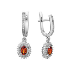 Серебряные серьги с оранжевым гранатом 086-4310
