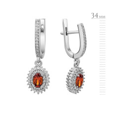 Серебряные серьги с оранжевым гранатом 086-4310