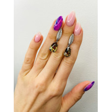 Серебряные серьги с натуральным нано султанитом 091N-8210