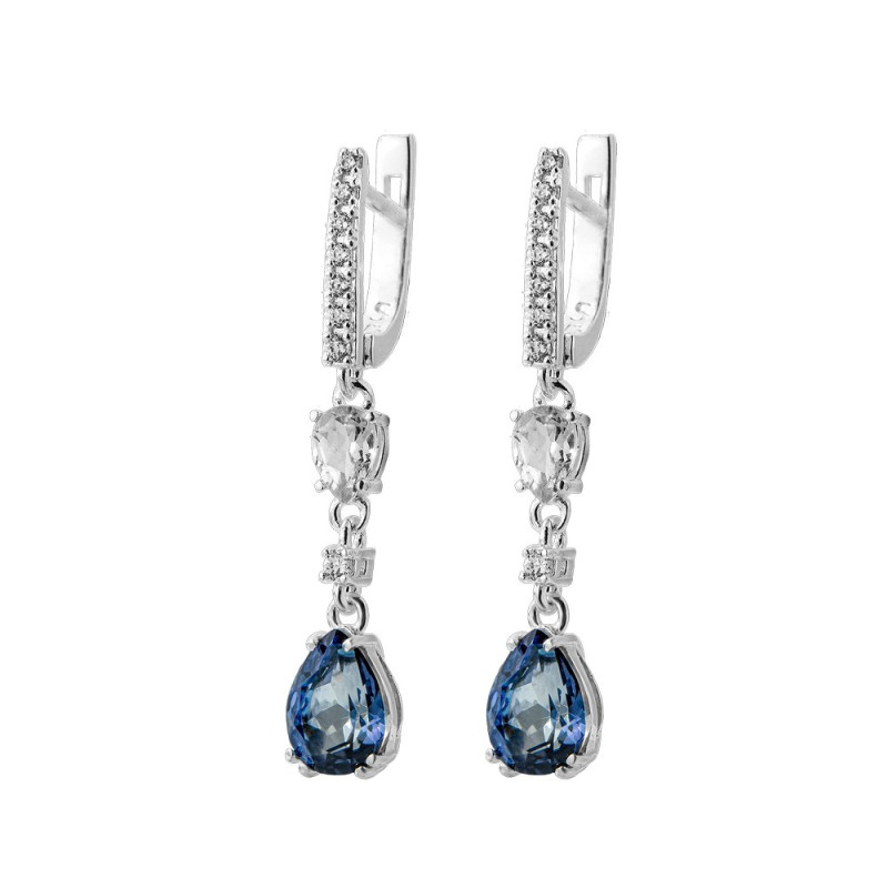 Серебряные серьги со вставками кианита 106-3710