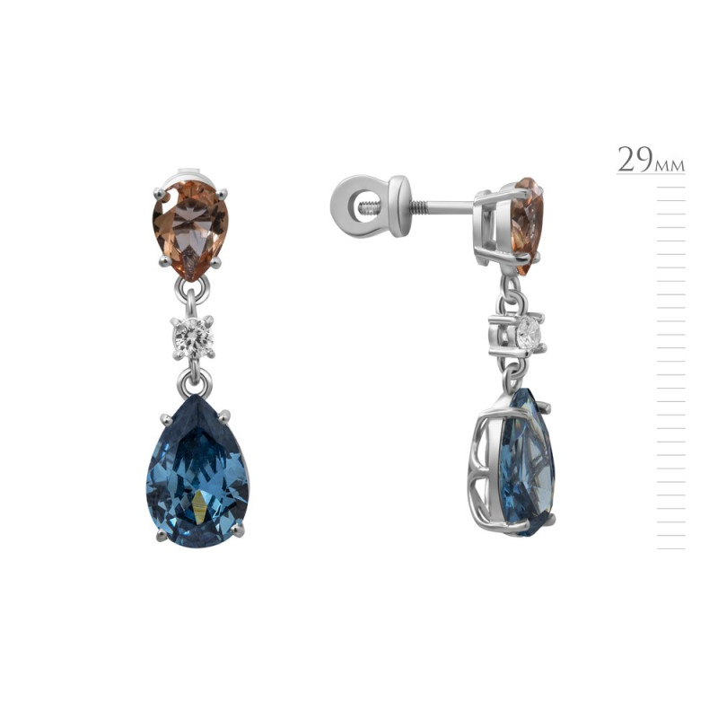 Серебряные серьги с нано Лондон топазом 111N-338210