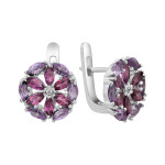 Срібні сережки з родолітом та аметистом 148-426210