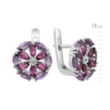 Срібні сережки з родолітом та аметистом 148-426210