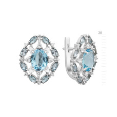 Срібні сережки з скай топазом та фіанітом 162-3910