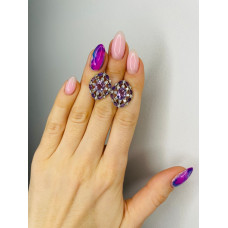 Earrings with pink amethyst 162-6310