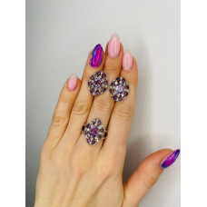 Earrings with pink amethyst 162-6310