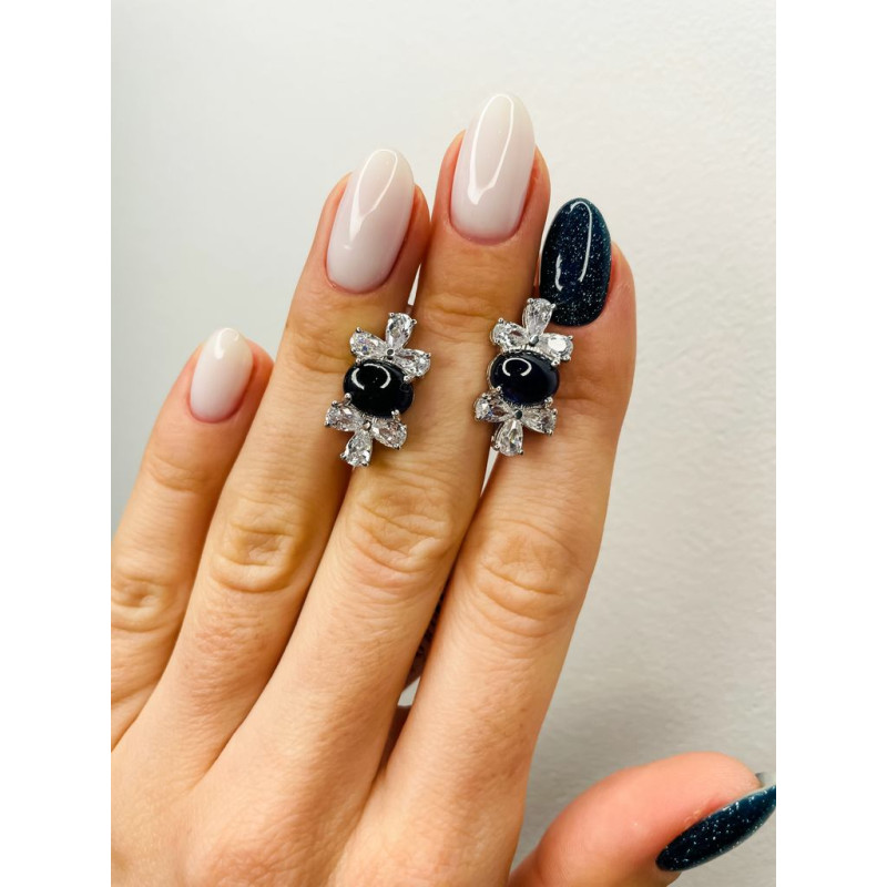 Серебряные серьги с натуральным сапфиром 171-3110