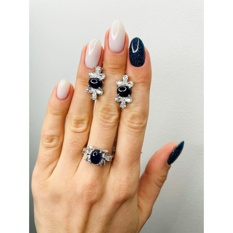 Серебряные серьги с натуральным сапфиром 171-3110