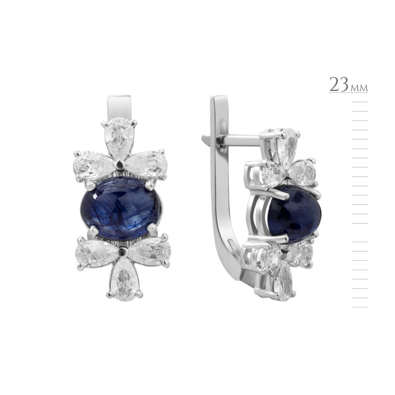 Серебряные серьги с натуральным сапфиром 171-3110