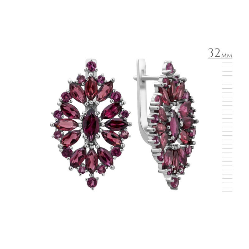 Срібні сережки з родолітом 198-42