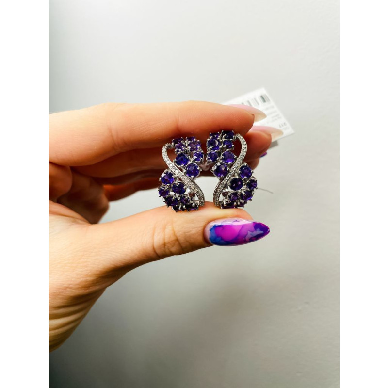 Silver earrings with natural amethyst 217-6210