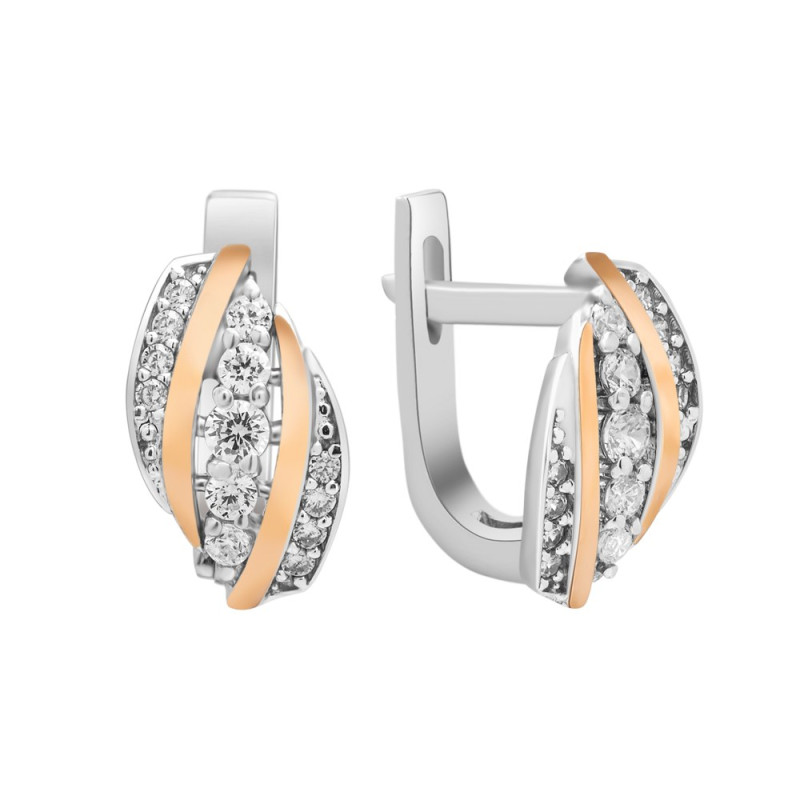 Silver earrings with gold and cubic Zirconia Feliti-10