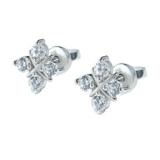 Silver studs with accents cubic Zirconia S046