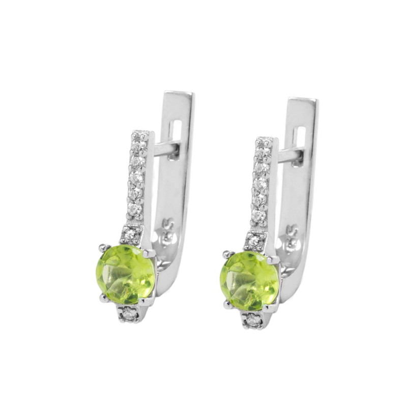 Серебряные серьги с перидотом и куб. цирконием 001-5310