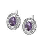 Silver earrings with amethyst inserts 006-6210