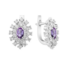 Серебряные серьги со вставками аметиста и циркония 010-6210