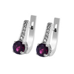 Срібні сережки з родолітом та фіанітом 040-4210