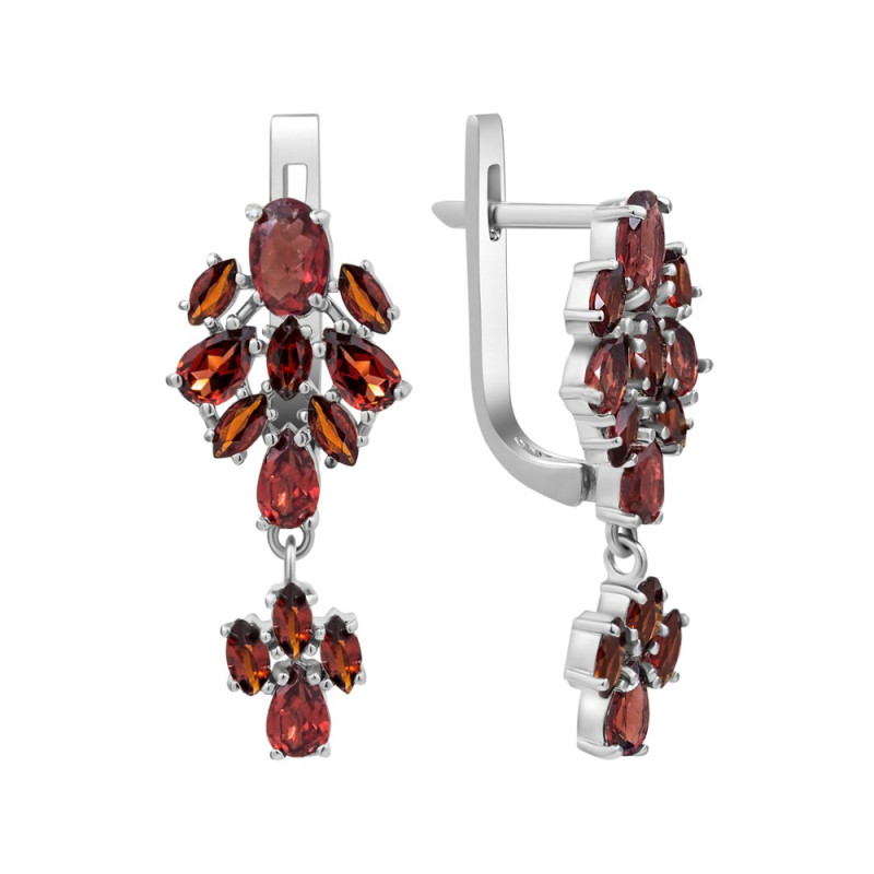 Серебряные серьги с гранатом 139-41