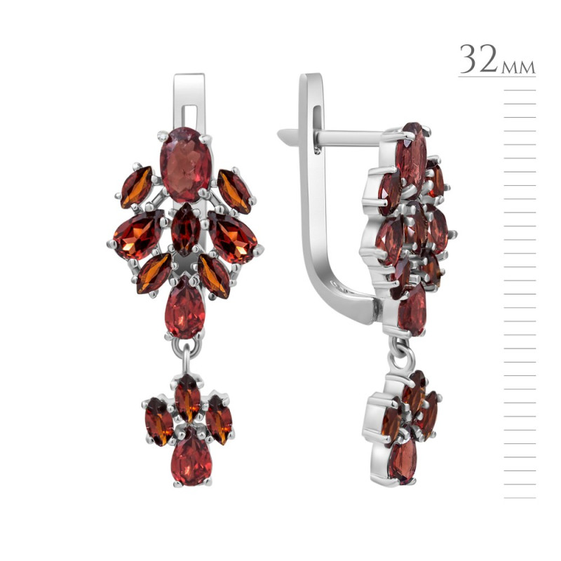 Серебряные серьги с гранатом 139-41