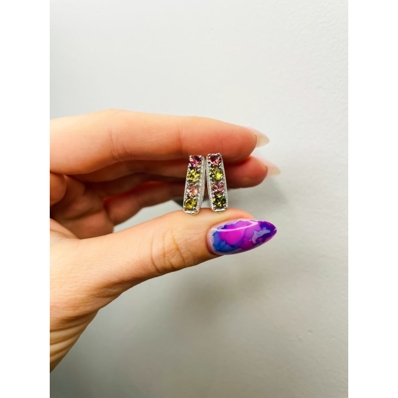 Срібні сережки з турмаліном 147-65