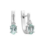 Серебряные серьги с зеленым кварцем 149-6410