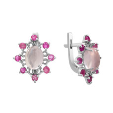 Earrings with rose quartz 153-4644