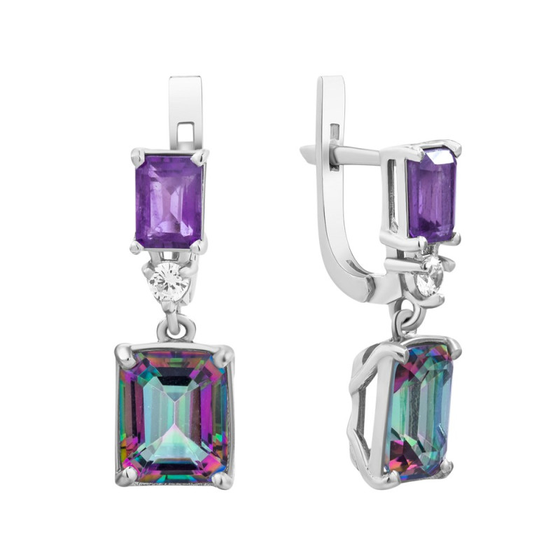 Серебряные серьги с фианитом мистик 154-816210