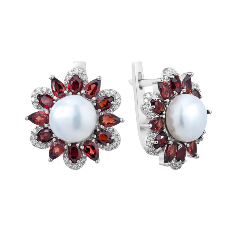 Серебряные серьги с жемчугом 174-924110