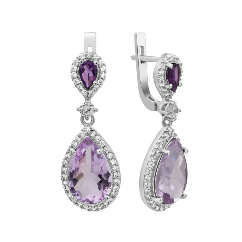 Silver earrings with amethyst 178-6210