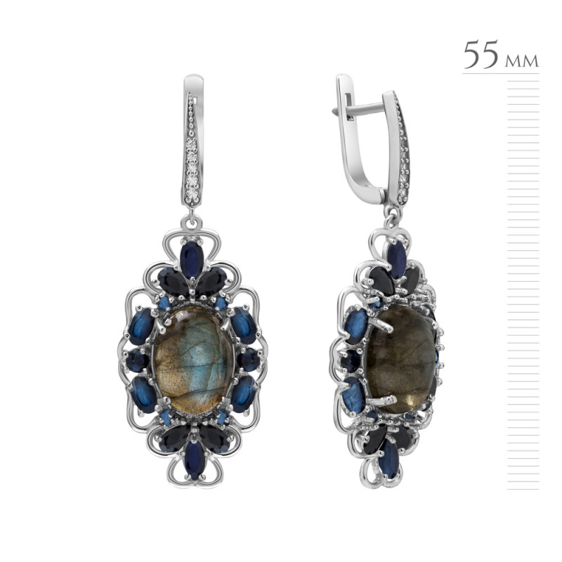 Серебряные серьги с лабрадоритом 188-883110