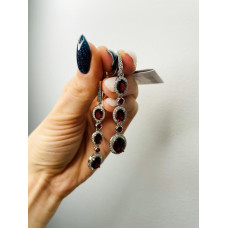 Срібні сережки з гранатом та фіанітом 191-4110