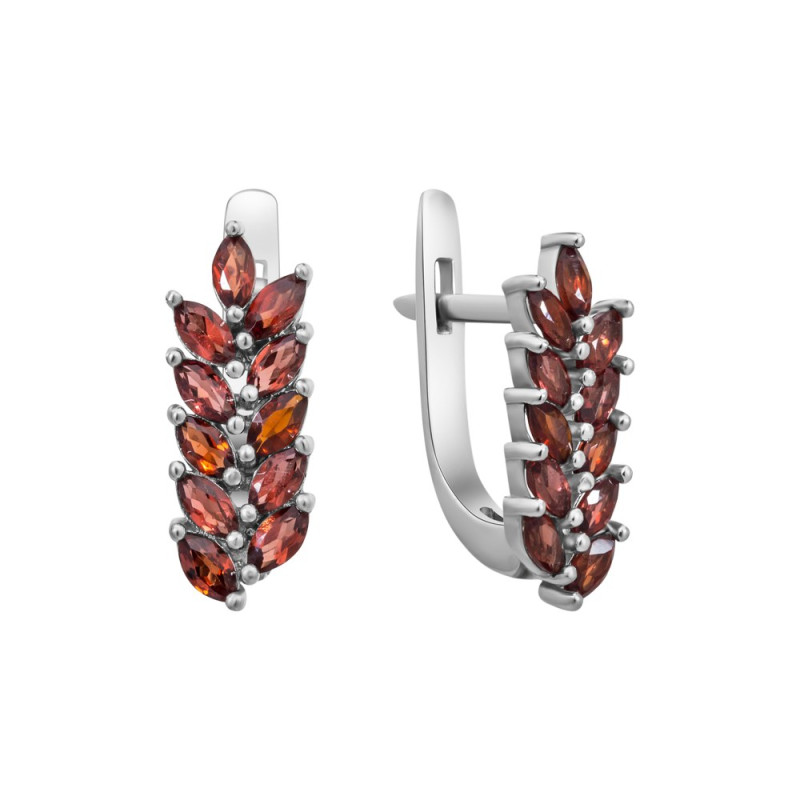 Silver earrings with garnet 199-41