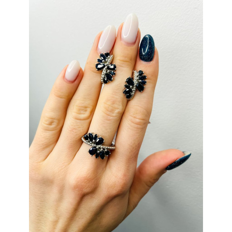 Срібні сережки з турмаліном та фіанітом 217-6510