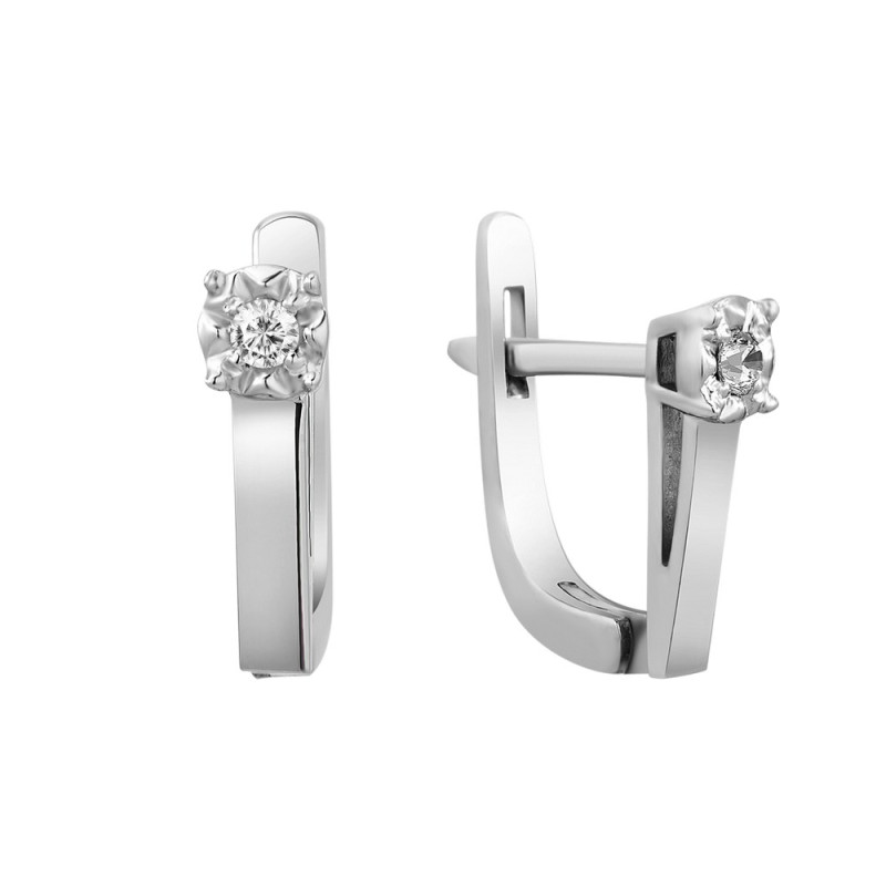 Серебряные серьги с бриллиантом B002-10