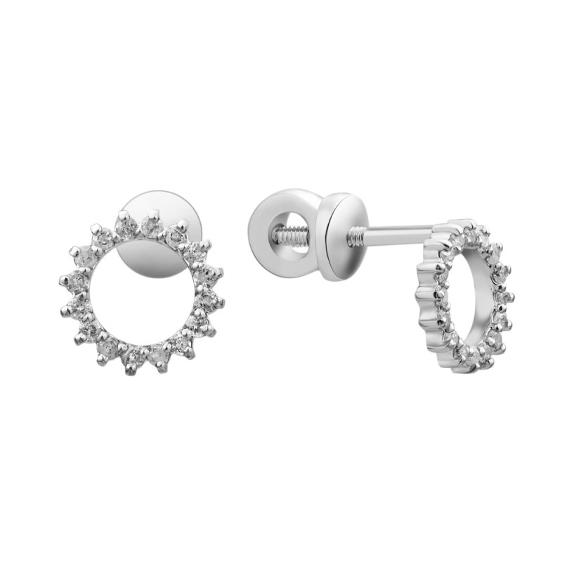 Silver earrings with cubic zirconia B037CZ-10