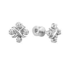 Срібні сережки з діамантом B046-10